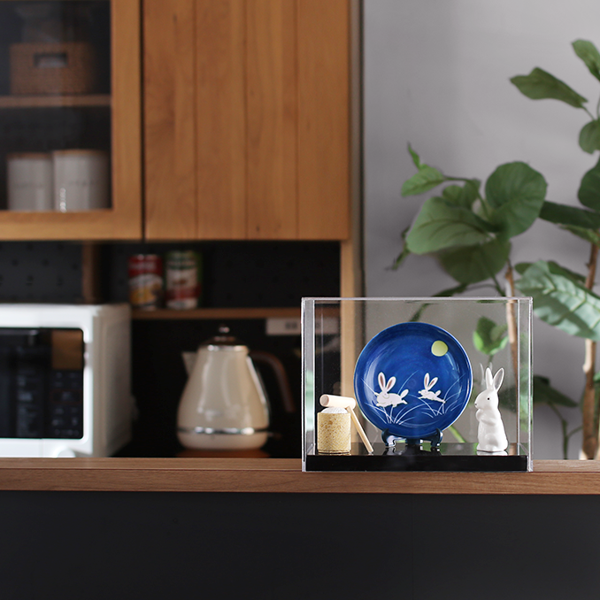 かわいい 置物 『うさぎの絵皿』 四季の雅 ちっちゃいものクラブ 絵皿と皿立セット