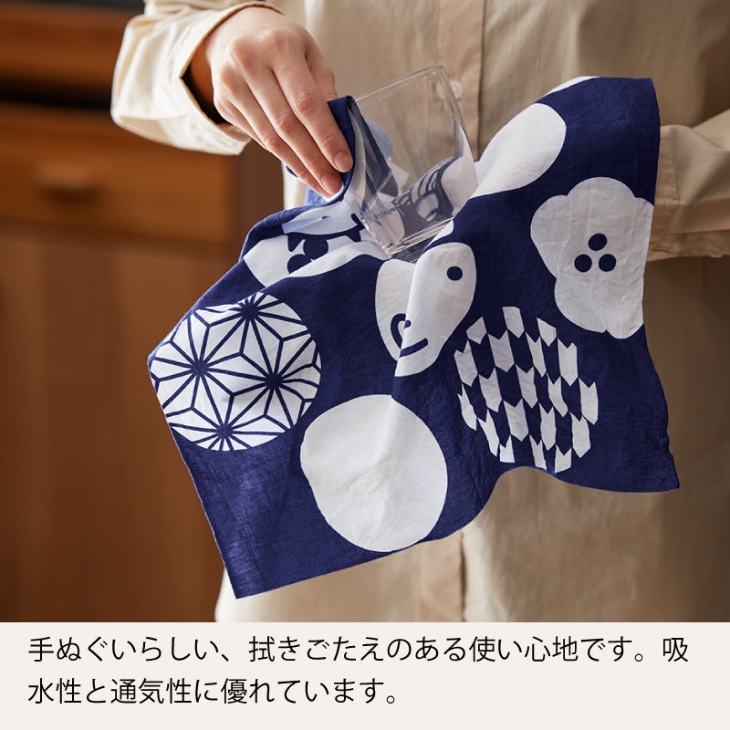 手ぬぐい タペストリ 縁起柄 伝統工芸 四季の雅オリジナル ロゴ紋づくし(大)