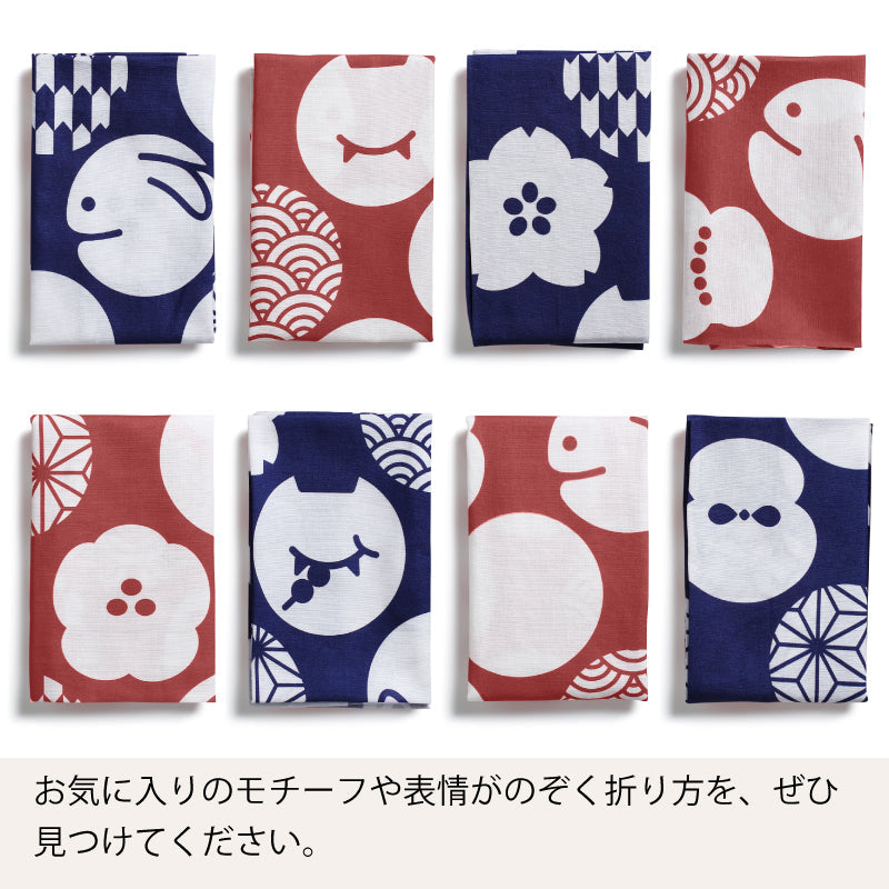 手ぬぐい タペストリ 縁起柄 伝統工芸 四季の雅オリジナル ロゴ紋づくし(大)