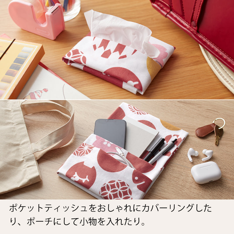 手ぬぐい タペストリ 縁起柄 伝統工芸 四季の雅オリジナル ロゴ紋づくし(マルチ)