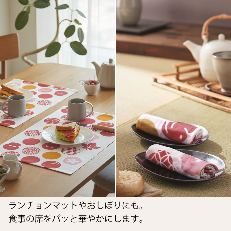手ぬぐい タペストリ 縁起柄 伝統工芸 四季の雅オリジナル ロゴ紋づくし(マルチ)