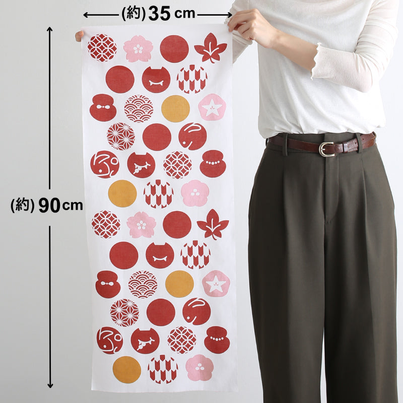 手ぬぐい タペストリ 縁起柄 伝統工芸 四季の雅オリジナル ロゴ紋づくし(マルチ)