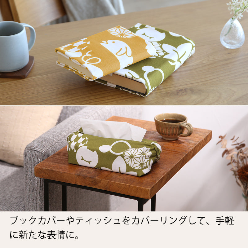 手ぬぐい タペストリ 縁起柄 伝統工芸 四季の雅オリジナル うさぎロゴ散らし(横)