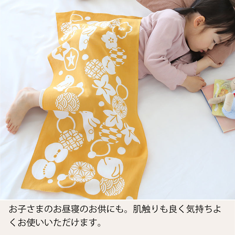 手ぬぐい タペストリ 縁起柄 伝統工芸 四季の雅オリジナル うさぎロゴ散らし(横)