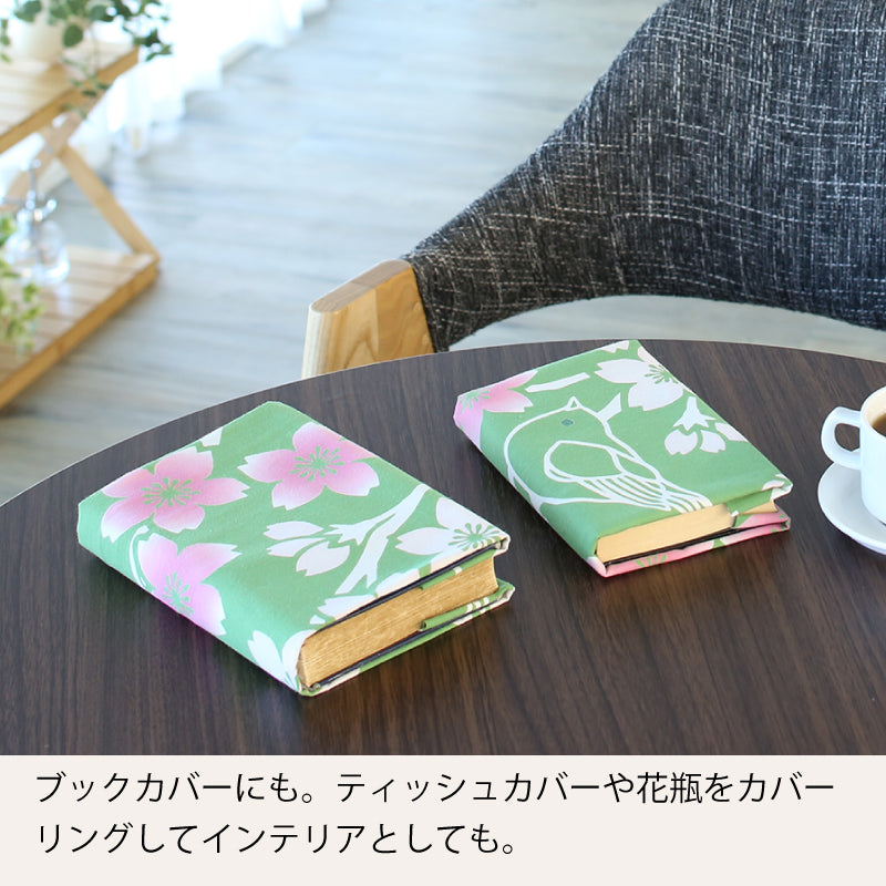 手ぬぐい タペストリ しだれ桜 伝統工芸 四季の雅オリジナル 春の花~桜鴬に扇