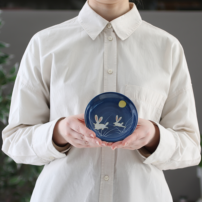 かわいい 置物 『うさぎの絵皿』 四季の雅 ちっちゃいものクラブ 絵皿と皿立セット