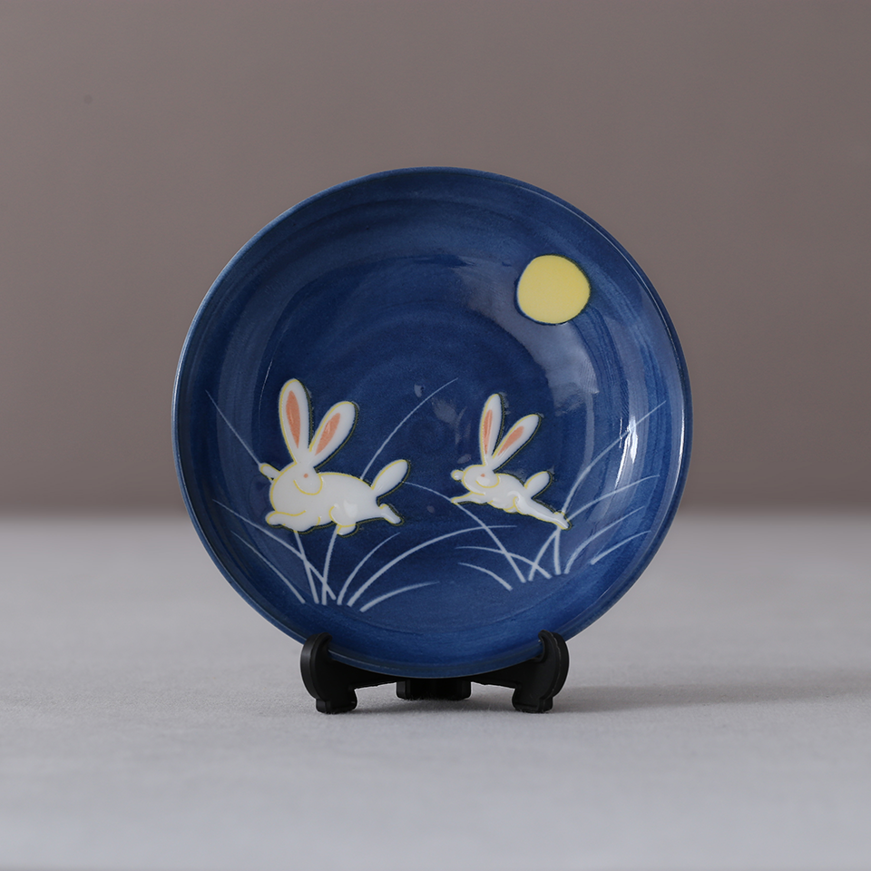 かわいい 置物 『うさぎの絵皿』 四季の雅 ちっちゃいものクラブ 絵皿と皿立セット